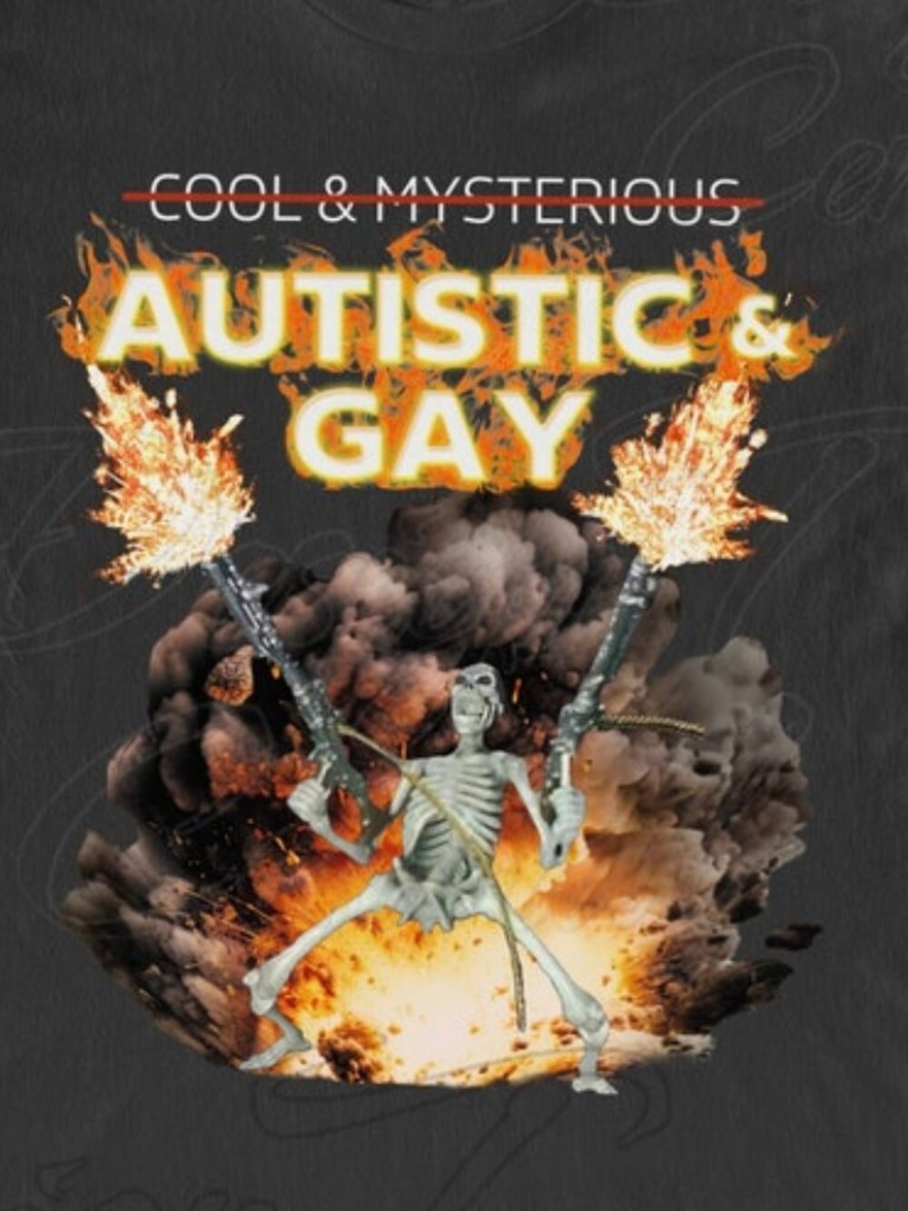Autistic and Gay Skeleton Explosion T-Shirt - Picture 2 of 4